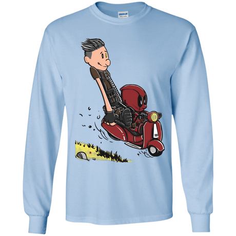 T-Shirts Light Blue / YS Calvin & Deadpool Youth Long Sleeve T-Shirt