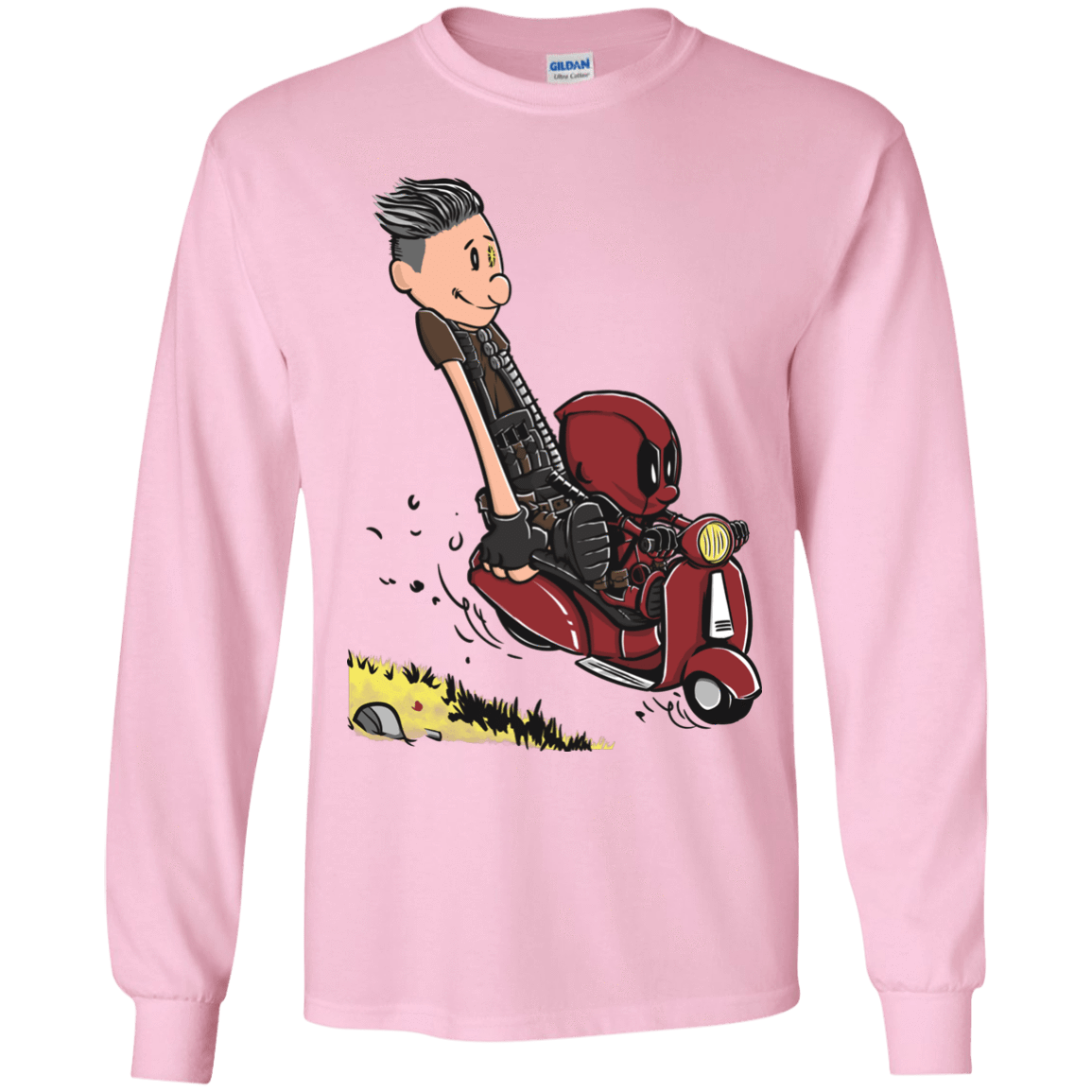 T-Shirts Light Pink / YS Calvin & Deadpool Youth Long Sleeve T-Shirt