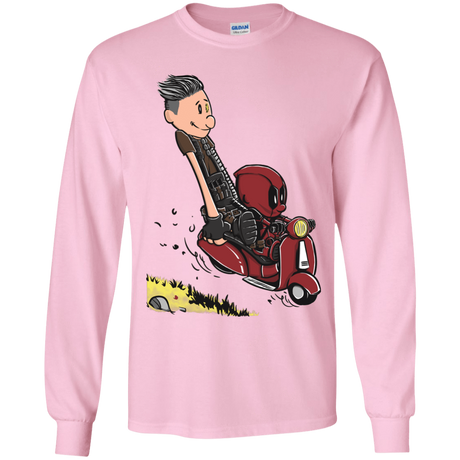 T-Shirts Light Pink / YS Calvin & Deadpool Youth Long Sleeve T-Shirt