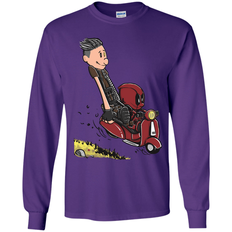 T-Shirts Purple / YS Calvin & Deadpool Youth Long Sleeve T-Shirt