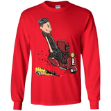 T-Shirts Red / YS Calvin & Deadpool Youth Long Sleeve T-Shirt