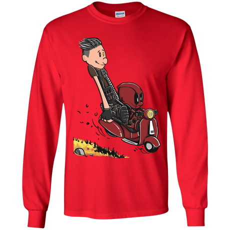 T-Shirts Red / YS Calvin & Deadpool Youth Long Sleeve T-Shirt