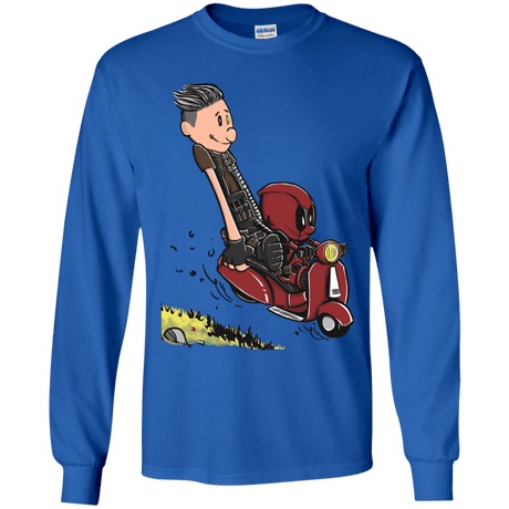T-Shirts Royal / YS Calvin & Deadpool Youth Long Sleeve T-Shirt