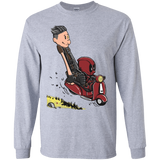 T-Shirts Sport Grey / YS Calvin & Deadpool Youth Long Sleeve T-Shirt