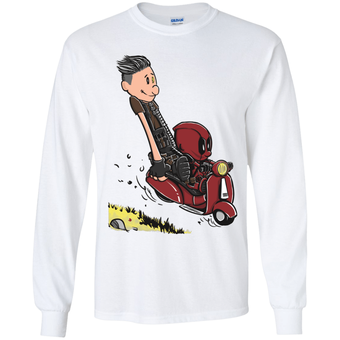 T-Shirts White / YS Calvin & Deadpool Youth Long Sleeve T-Shirt