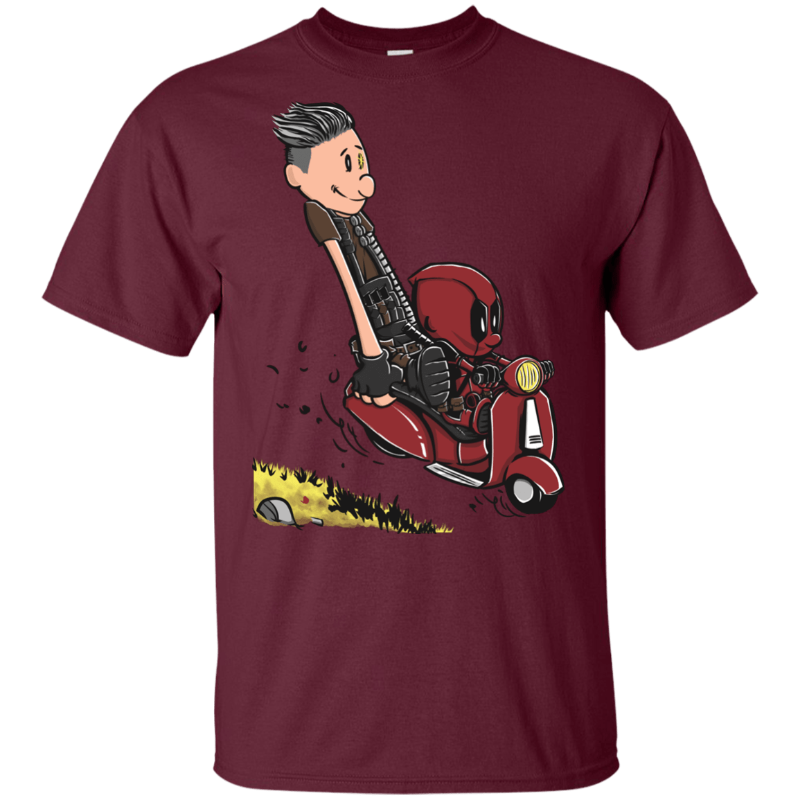 T-Shirts Maroon / YXS Calvin & Deadpool Youth T-Shirt