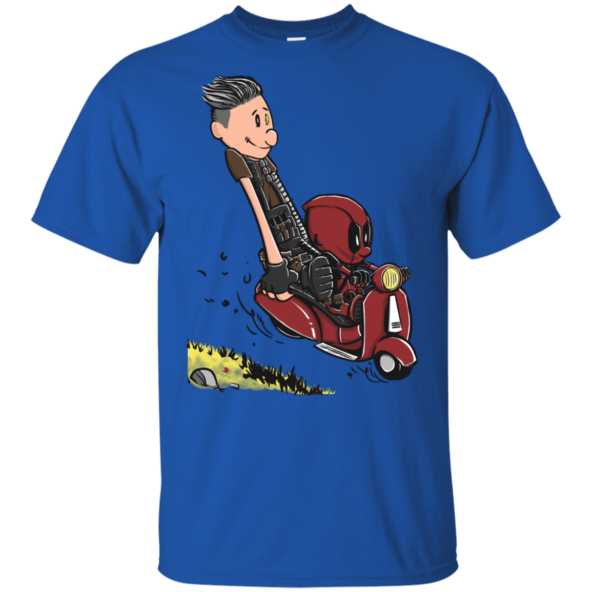 T-Shirts Royal / YXS Calvin & Deadpool Youth T-Shirt