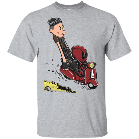 T-Shirts Sport Grey / YXS Calvin & Deadpool Youth T-Shirt