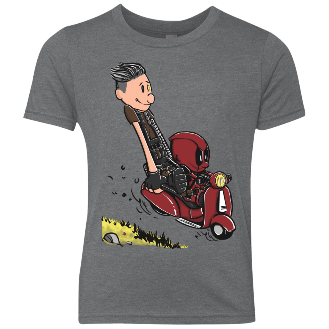 T-Shirts Premium Heather / YXS Calvin & Deadpool Youth Triblend T-Shirt