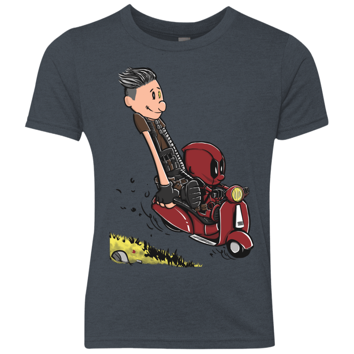 T-Shirts Vintage Navy / YXS Calvin & Deadpool Youth Triblend T-Shirt