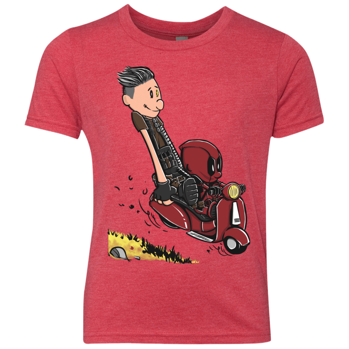 T-Shirts Vintage Red / YXS Calvin & Deadpool Youth Triblend T-Shirt