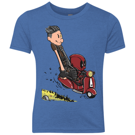 T-Shirts Vintage Royal / YXS Calvin & Deadpool Youth Triblend T-Shirt