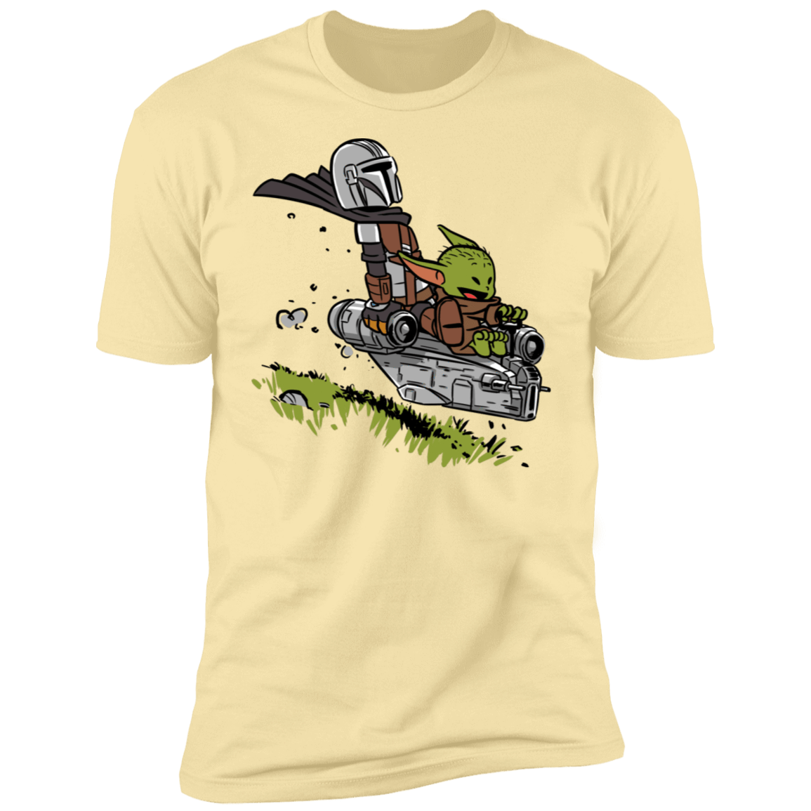 T-Shirts Banana Cream / S Calvin Yoda Mandalorian Men's Premium T-Shirt