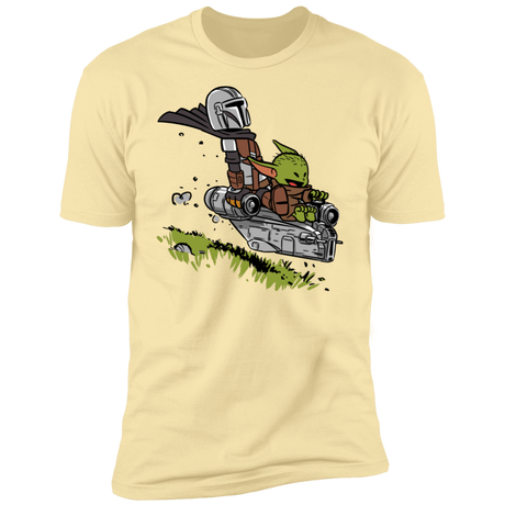 T-Shirts Banana Cream / S Calvin Yoda Mandalorian Men's Premium T-Shirt