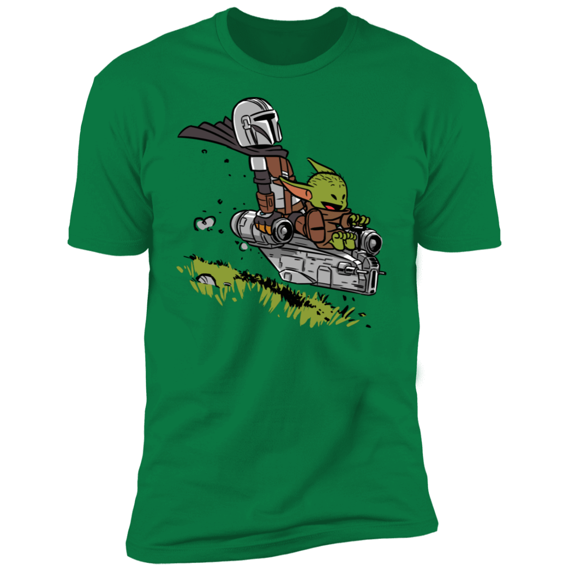 T-Shirts Kelly Green / S Calvin Yoda Mandalorian Men's Premium T-Shirt