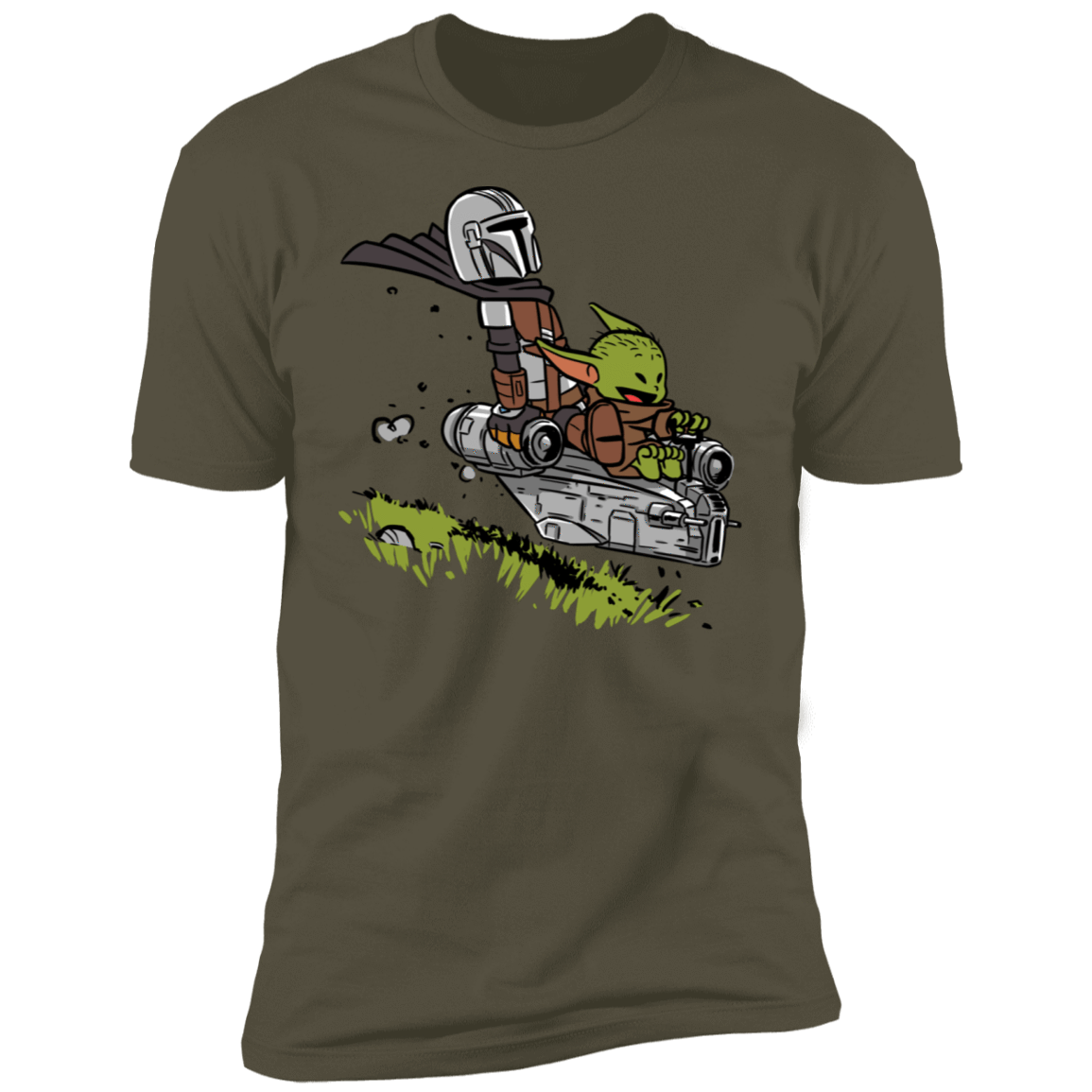 T-Shirts Military Green / S Calvin Yoda Mandalorian Men's Premium T-Shirt