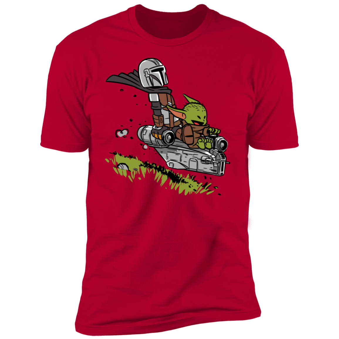 T-Shirts Red / S Calvin Yoda Mandalorian Men's Premium T-Shirt