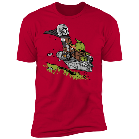 T-Shirts Red / S Calvin Yoda Mandalorian Men's Premium T-Shirt