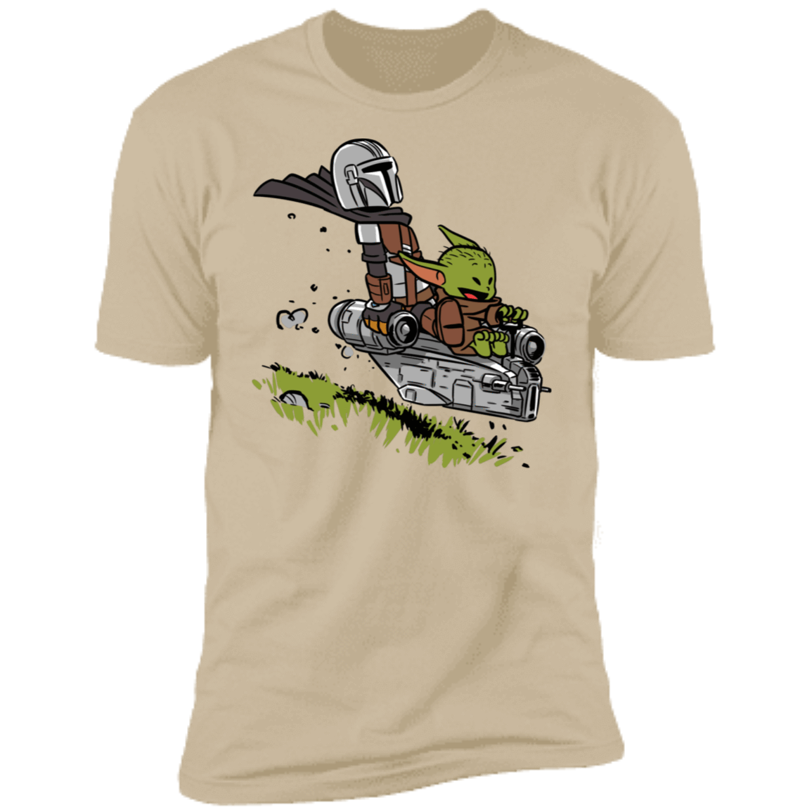 T-Shirts Sand / S Calvin Yoda Mandalorian Men's Premium T-Shirt