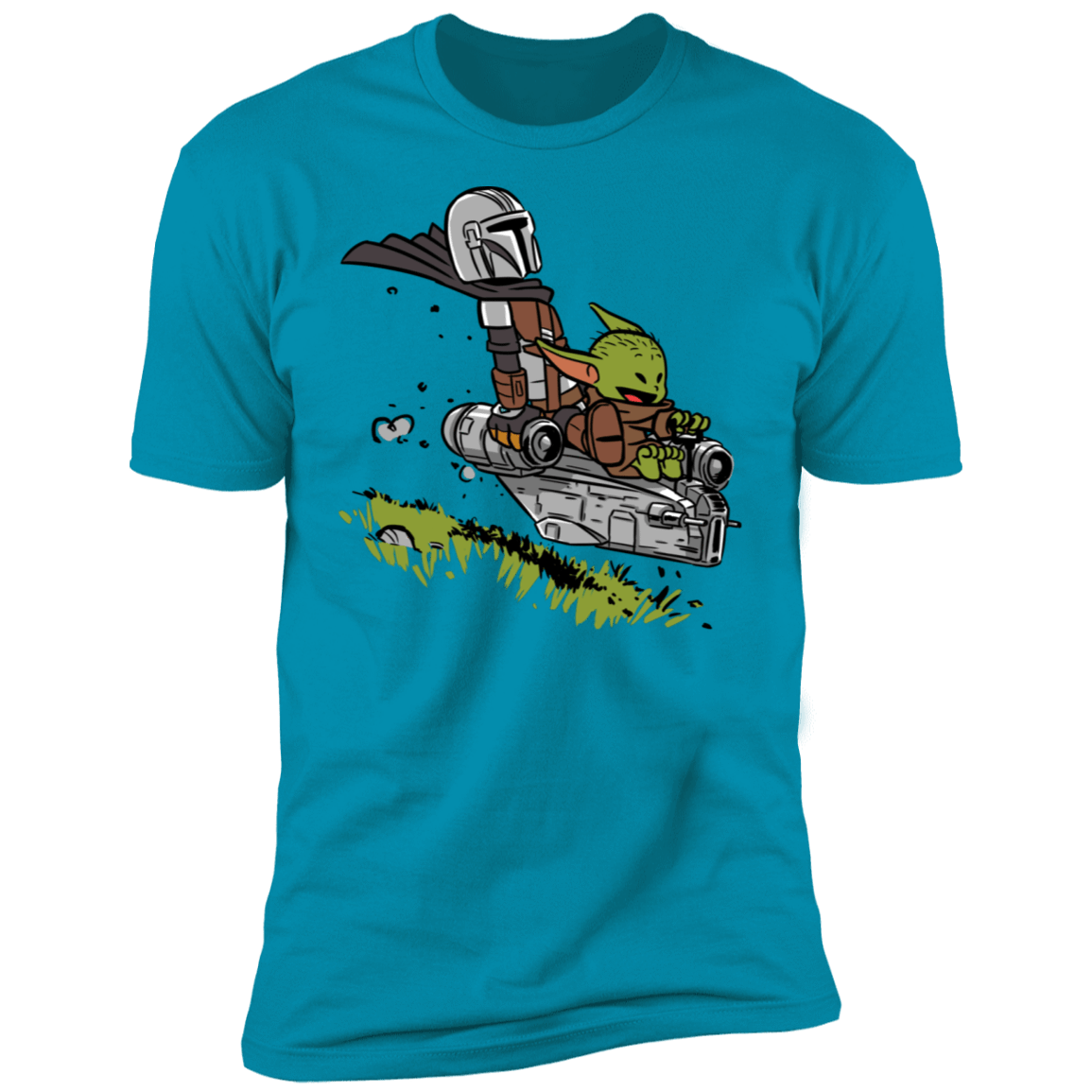 T-Shirts Turquoise / S Calvin Yoda Mandalorian Men's Premium T-Shirt