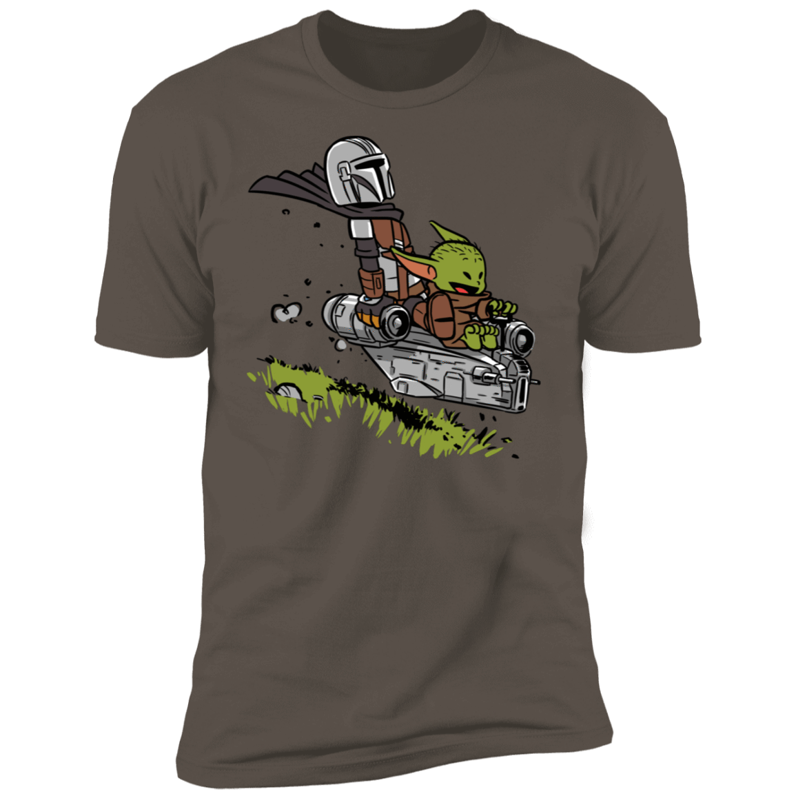 T-Shirts Warm Grey / S Calvin Yoda Mandalorian Men's Premium T-Shirt