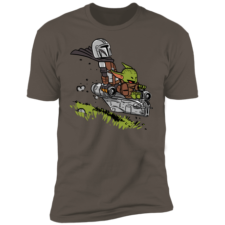 T-Shirts Warm Grey / S Calvin Yoda Mandalorian Men's Premium T-Shirt