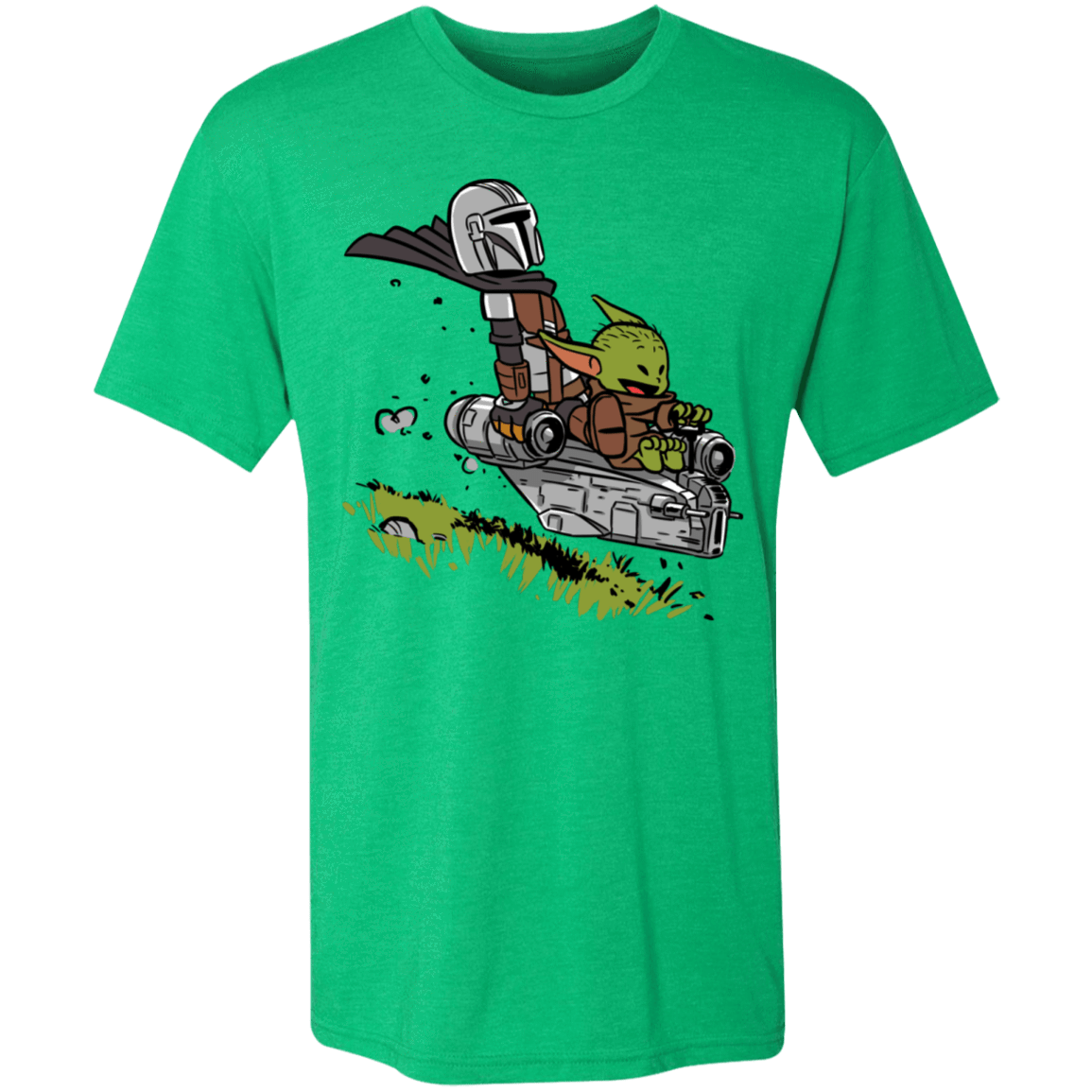 T-Shirts Envy / S Calvin Yoda Mandalorian Men's Triblend T-Shirt