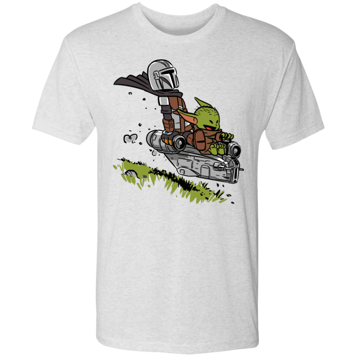 T-Shirts Heather White / S Calvin Yoda Mandalorian Men's Triblend T-Shirt