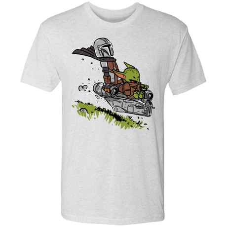 T-Shirts Heather White / S Calvin Yoda Mandalorian Men's Triblend T-Shirt