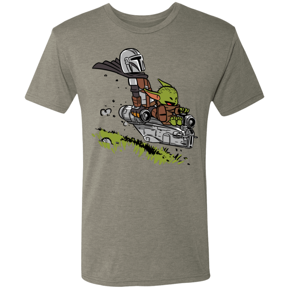 T-Shirts Venetian Grey / S Calvin Yoda Mandalorian Men's Triblend T-Shirt