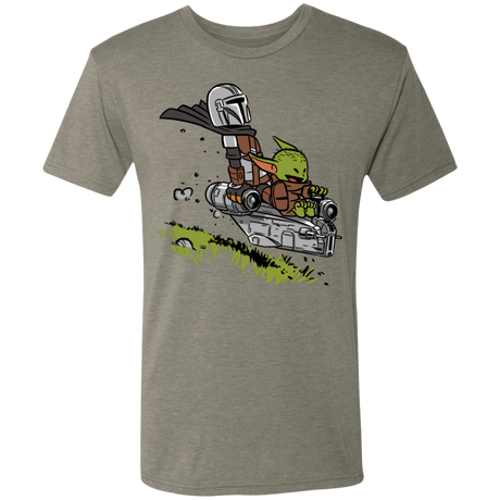 T-Shirts Venetian Grey / S Calvin Yoda Mandalorian Men's Triblend T-Shirt