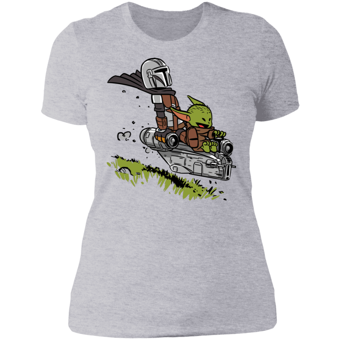 T-Shirts Heather Grey / S Calvin Yoda Mandalorian Women's Premium T-Shirt