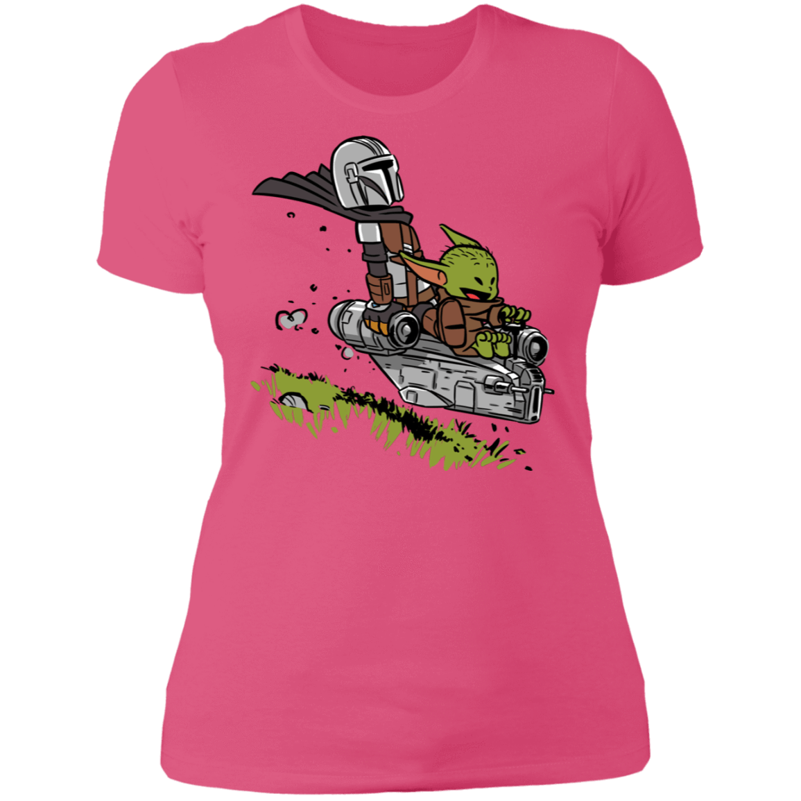 T-Shirts Hot Pink / S Calvin Yoda Mandalorian Women's Premium T-Shirt