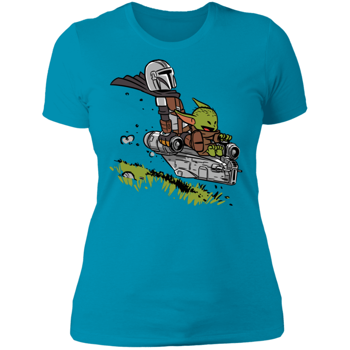 T-Shirts Turquoise / S Calvin Yoda Mandalorian Women's Premium T-Shirt