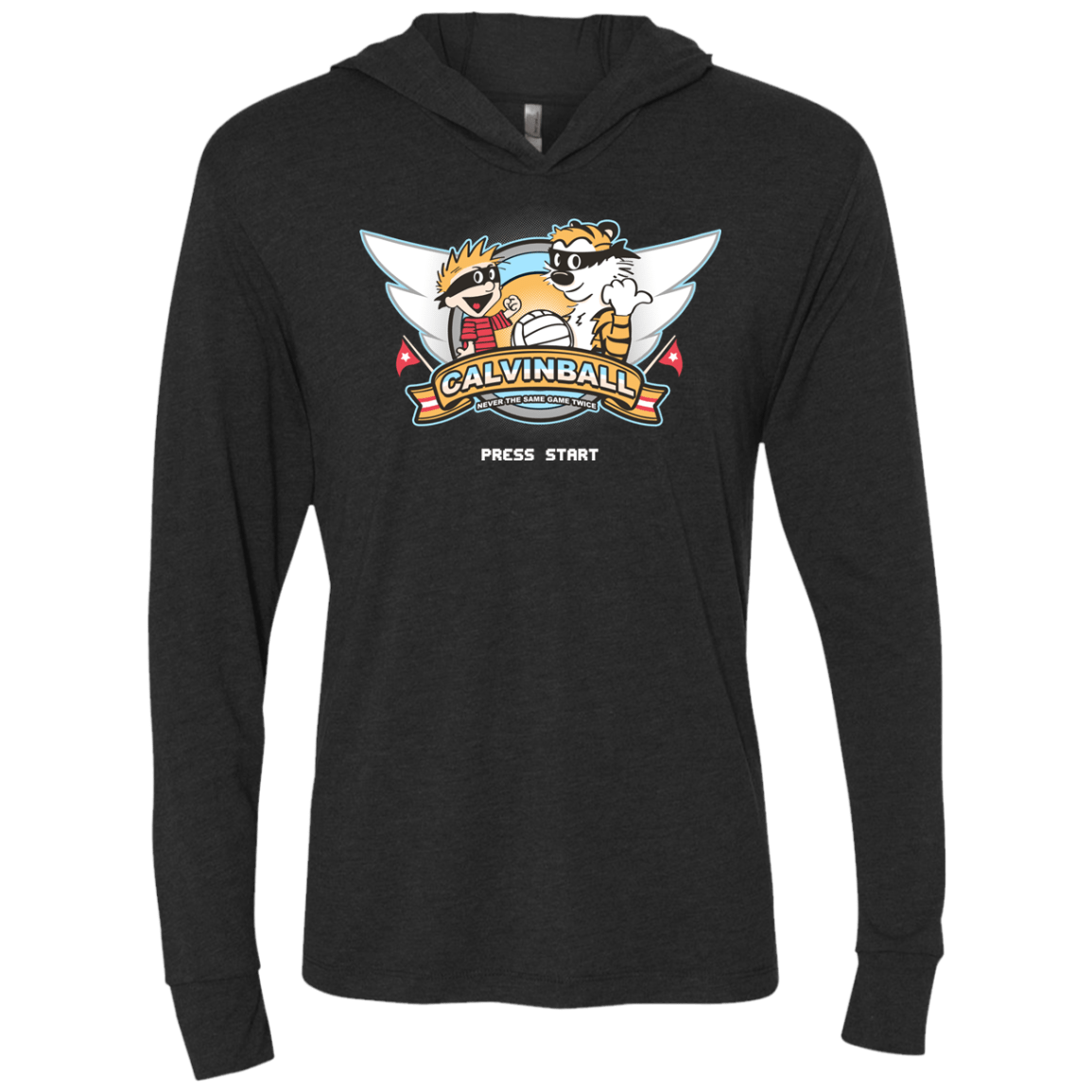 T-Shirts Vintage Black / X-Small Calvinball Video Game Triblend Long Sleeve Hoodie Tee