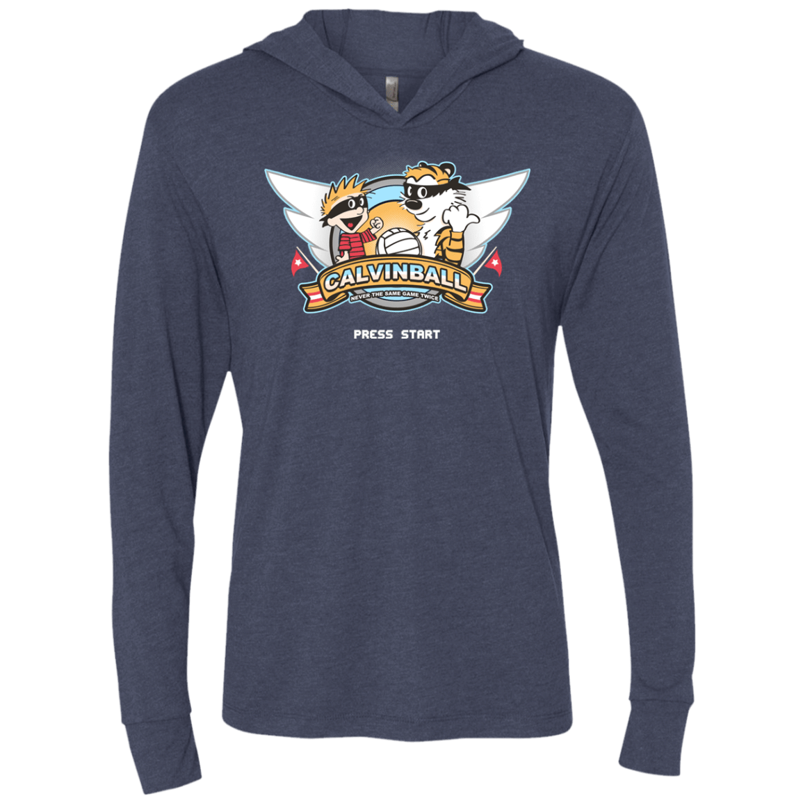 T-Shirts Vintage Navy / X-Small Calvinball Video Game Triblend Long Sleeve Hoodie Tee
