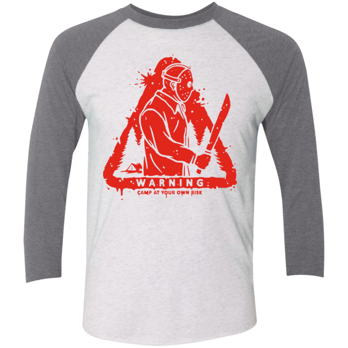 T-Shirts Heather White/Premium Heather / X-Small Camp at Your Own Risk Men's Triblend 3/4 Sleeve