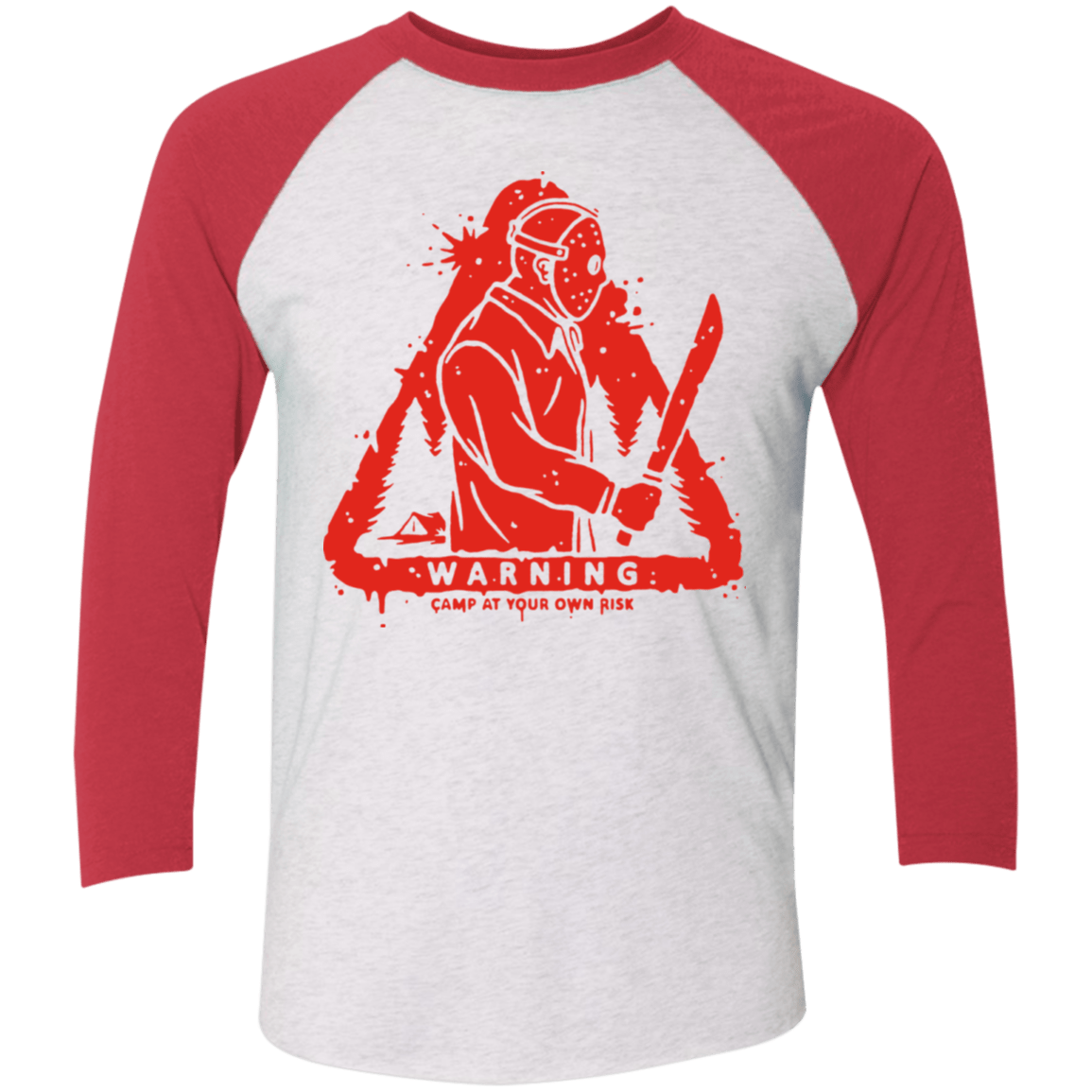T-Shirts Heather White/Vintage Red / X-Small Camp at Your Own Risk Men's Triblend 3/4 Sleeve