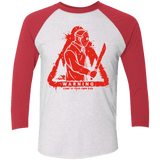 T-Shirts Heather White/Vintage Red / X-Small Camp at Your Own Risk Men's Triblend 3/4 Sleeve