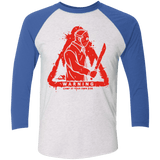 T-Shirts Heather White/Vintage Royal / X-Small Camp at Your Own Risk Men's Triblend 3/4 Sleeve