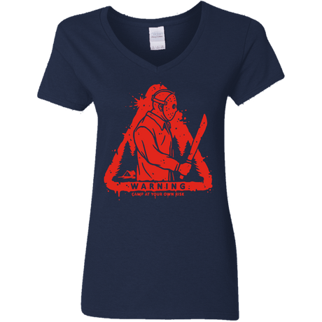 T-Shirts Navy / S Camp at Your Own Risk Women's V-Neck T-Shirt