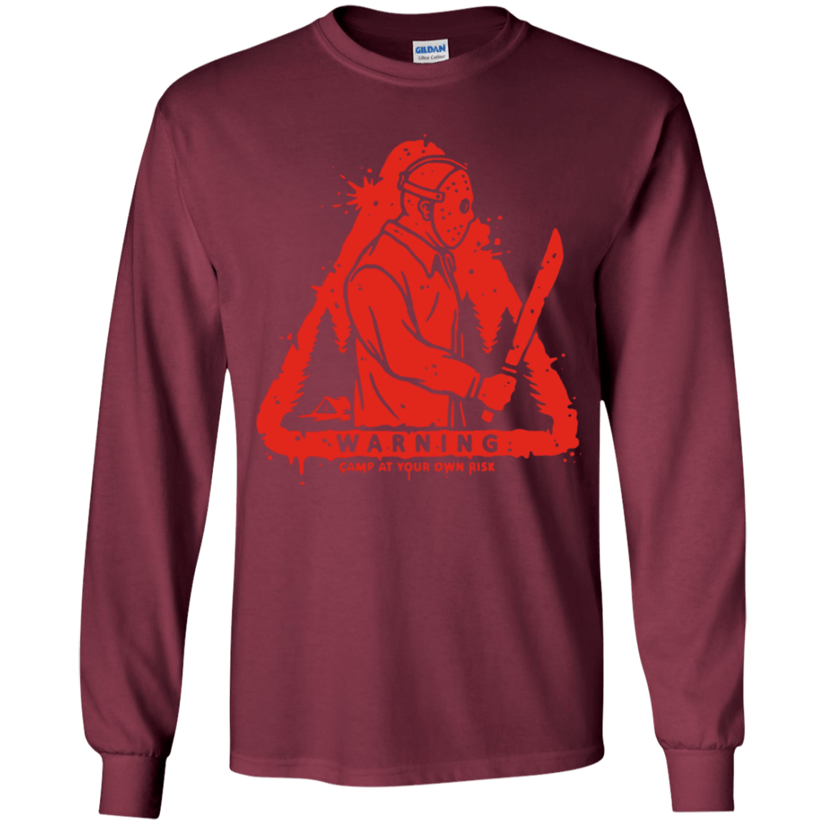 T-Shirts Maroon / YS Camp at Your Own Risk Youth Long Sleeve T-Shirt