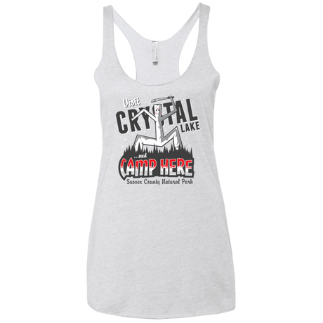 T-Shirts Heather White / X-Small CAMP HERE Women's Triblend Racerback Tank