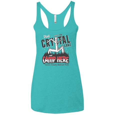 T-Shirts Tahiti Blue / X-Small CAMP HERE Women's Triblend Racerback Tank