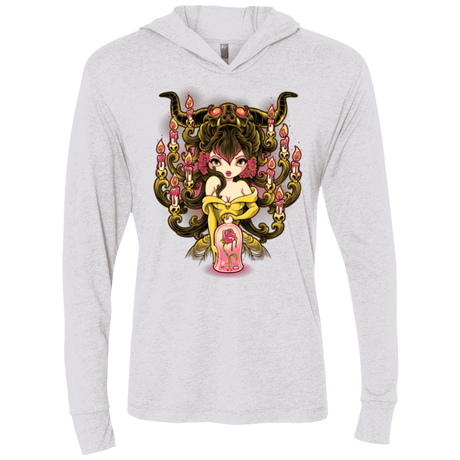 T-Shirts Heather White / X-Small Candelabra Triblend Long Sleeve Hoodie Tee