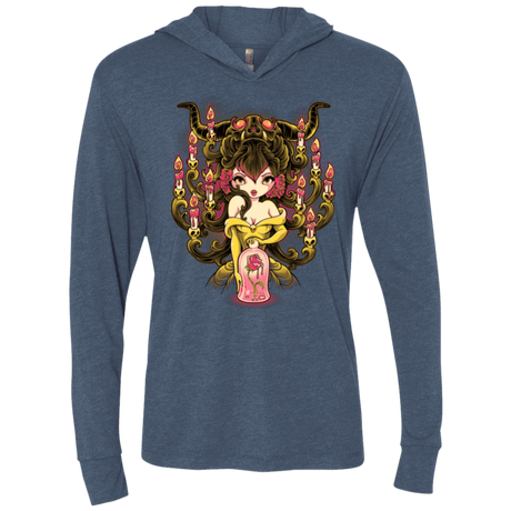 T-Shirts Indigo / X-Small Candelabra Triblend Long Sleeve Hoodie Tee