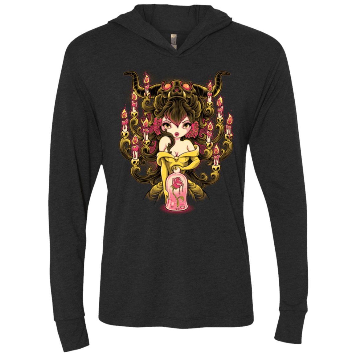 T-Shirts Vintage Black / X-Small Candelabra Triblend Long Sleeve Hoodie Tee