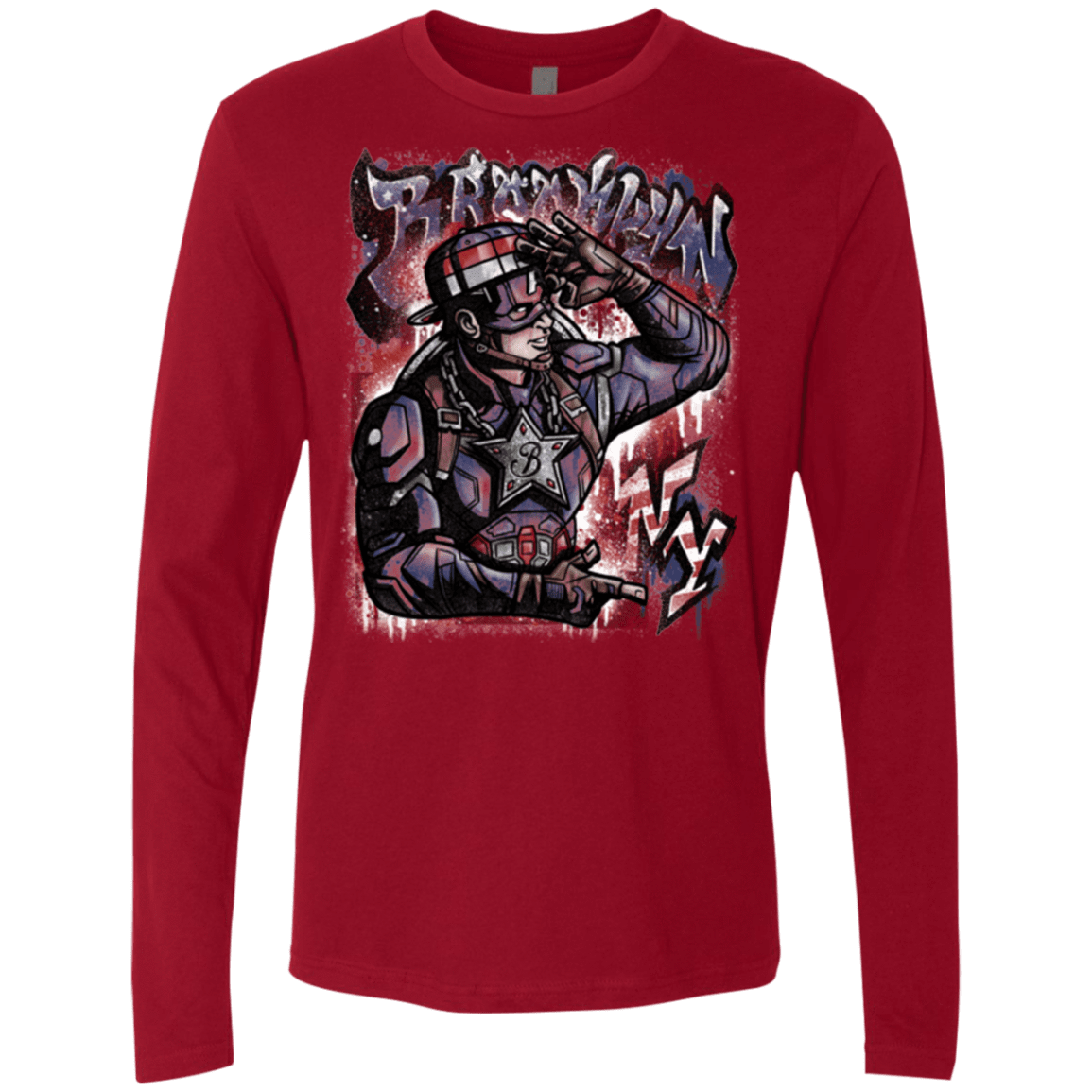 T-Shirts Cardinal / Small Cap Brooklyn Men's Premium Long Sleeve