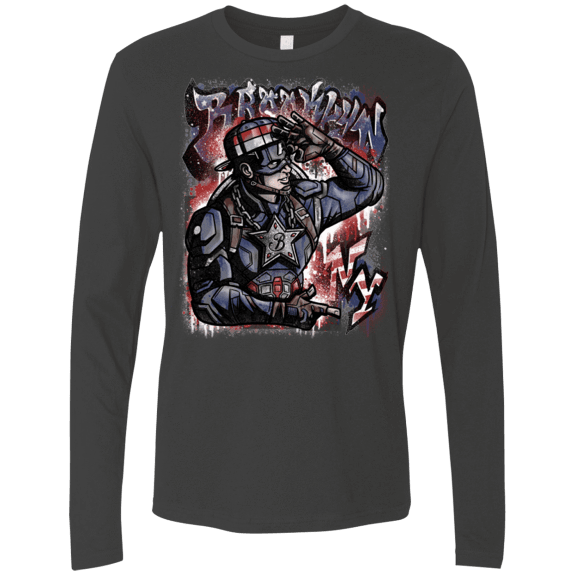 T-Shirts Heavy Metal / Small Cap Brooklyn Men's Premium Long Sleeve