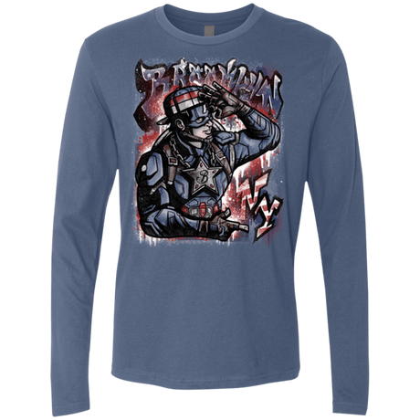 T-Shirts Indigo / Small Cap Brooklyn Men's Premium Long Sleeve